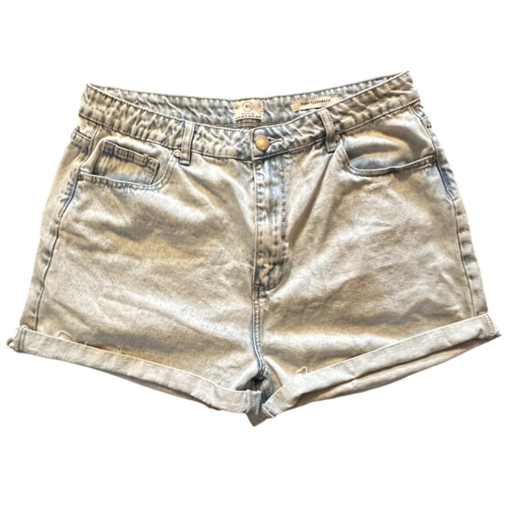Cotton:On Women's Blue Denim High Rise Flashback Jean Shorts Size 18